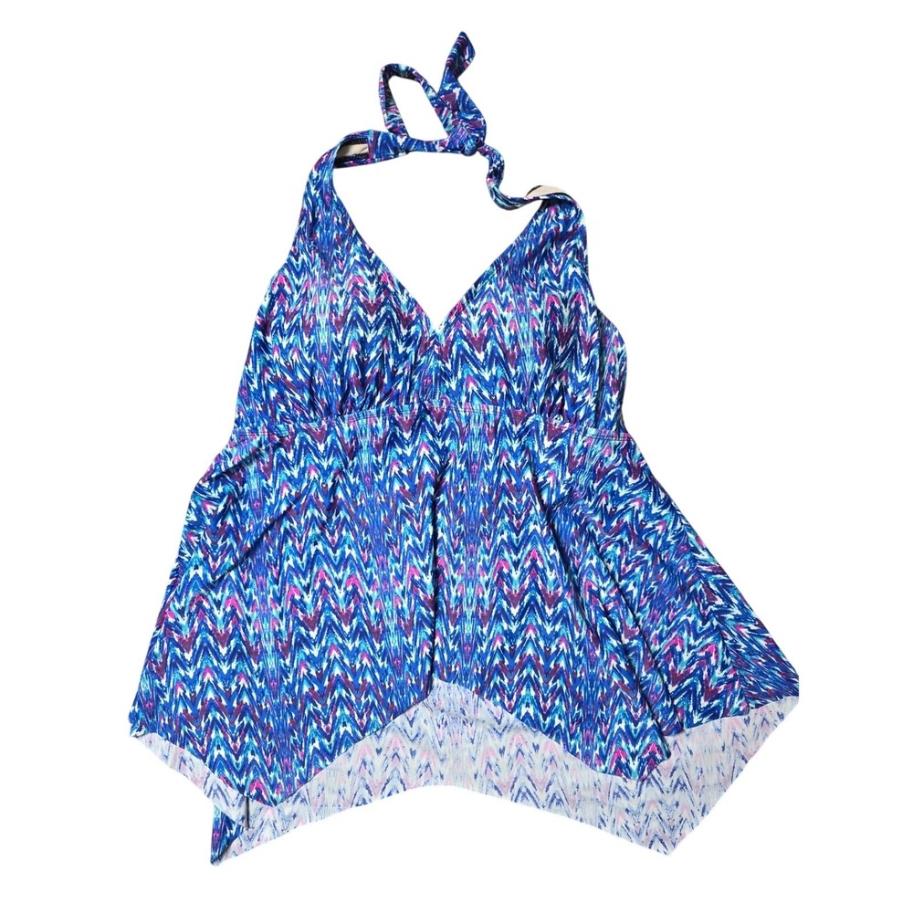 Swimsuits For All Swim Top 18 Womens Plus Size Multicolor Padded Flowy Beach